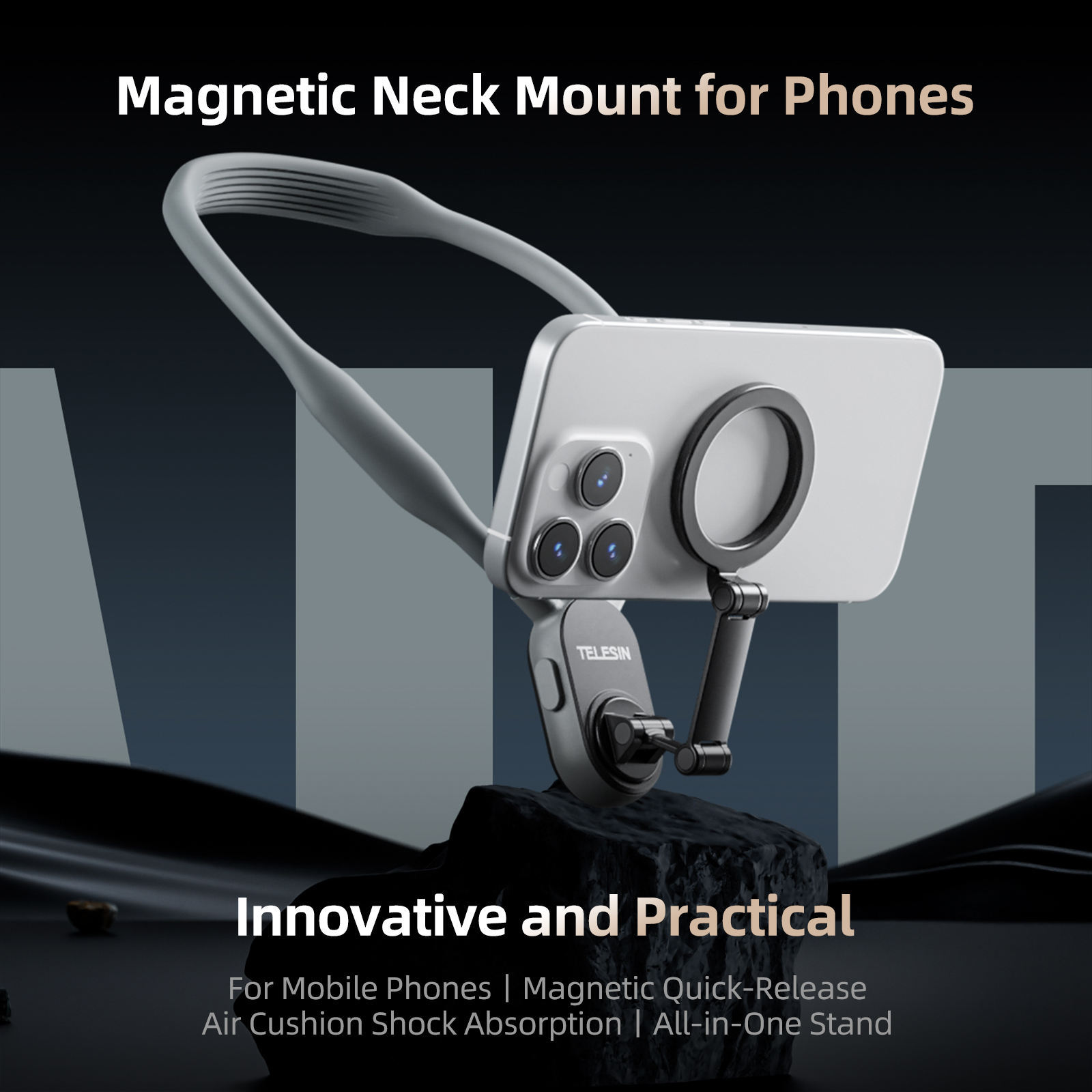 TELESIN Silicone Magnetic Neck Mount Quick Release Hold for Iphone 15 14 13 12 11 10 SAMSUNG HUAWEI XIAOMI Phone Accessories · image 2