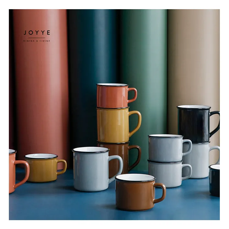 Joyye fabbrica all'ingrosso lucido colorato smalto smalto tazze in ceramica Set tè tazza di caffè tazze per ristorante cafe Shop uso domestico