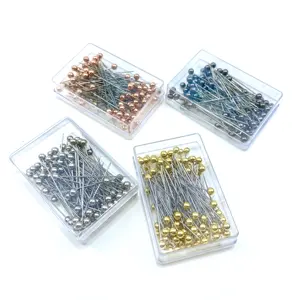 Colorful Round Pearl Glass Head sewing pins Needles Stitch quilting pins with Transparent box