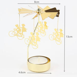 Portacandele per mulino a vento rotante in argento con compleanno a stella <span class=keywords><strong>Vintage</strong></span> portacandele in metallo con giostra - Product Image 2