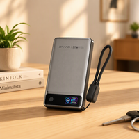 Mini Power Bank USB C Slim 10000mAh 20W 15W Charge Rapide 3 en 1 Câble Intégré Écran Tactile Portable Voyage pour Samsung Tablette