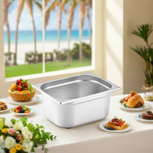 Venta caliente 150mm de profundidad de acero inoxidable europeo GN <span class=keywords><strong>Pan</strong></span> nuevo contenedor de alimentos rectangular equipo de cocina para hoteles restaurantes - Product Image 2
