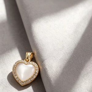 Collar con Colgante de Cristal en Forma de Corazón, Chapado en Oro, Acero Inoxidable, Resistente al Agua, Amuleto de Amor para Hacer Joyería DIY / San Valentín - Product Image 2