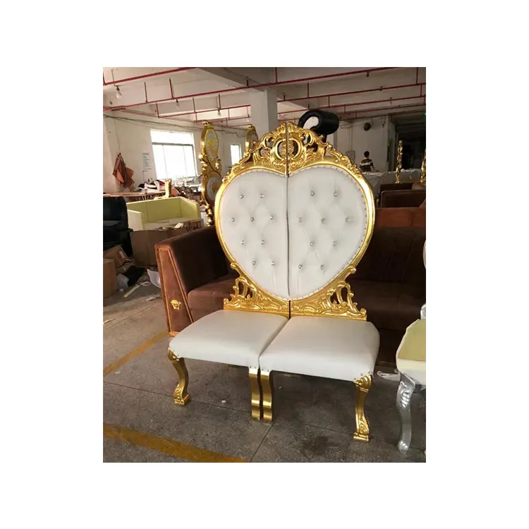 Latest Designed Luxury Party Furniture Gold Wedding Royal King Throne Chair Queen Sofa For Wedding