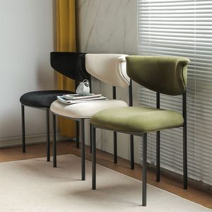 Modern Minimalist Dining Chair With <b>Backrest</b> Solid Color Upholstered Seat For Home Dining Room Adult Use - Product Image 1