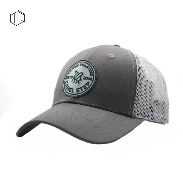 Borduurwerk Patch Logo Gedrukt Verontruste Trucker Hoed Custom, Groothandel Mesh Trucker Cap