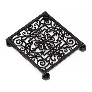 ברזל יצוק עגול צמח לעמוד צמח caddy casters מתגלגל מגש רכבת מקורה חיצוני גן טרולי - Product Image 2