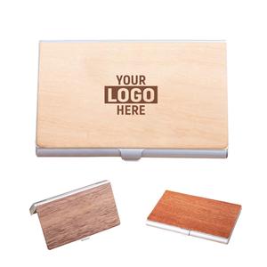 Custom Logo Walnut Wooden Business <b>Card</b> Case Box with Laser Engraving Luxury Natural Wood <b>Card</b> Holder for Credit <b>Cards</b> - Product Image 1