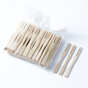 3.5 Polegada Mini Bambu Garfo De Madeira Descartável Eco-Friendly Aperitivo Cocktail Food Picks para Frutas Biodegradável Uso Diário - Product Image 1