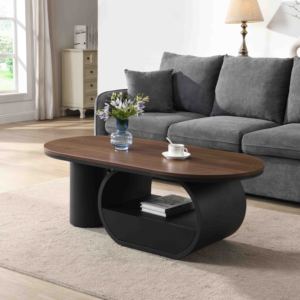Mesa de centro, mesa de centro de 47,24 pulgadas con cajón de almacenamiento, mesa central de metal negro para sala de estar - Product Image 3