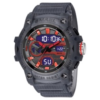 Montre sport SMAEL 8086 à affichage LED analogique-numérique pour homme avec chronomètre et alarme, résistance à l'eau 5 BAR