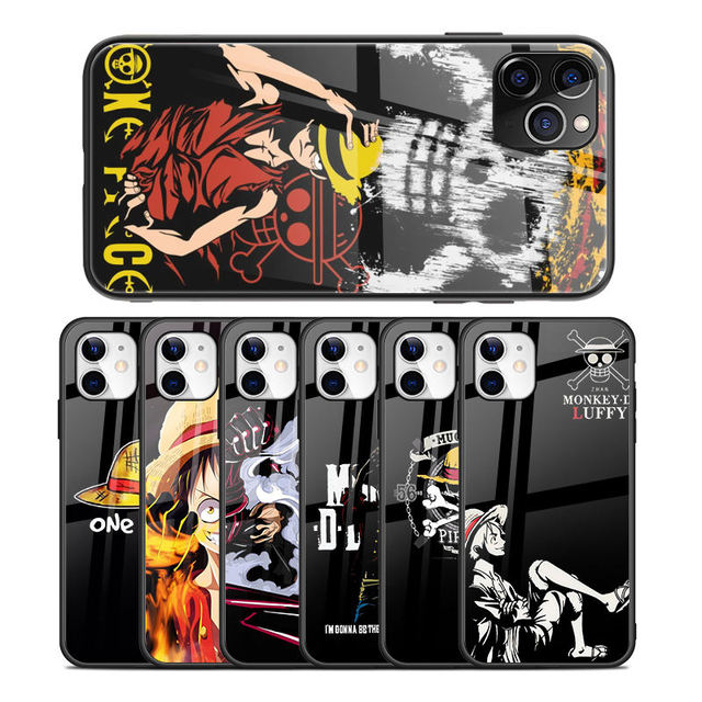Customized Print Anime One Piece Glass Phone Case for Iphone 11 Pro Xr Xs Max 12 A51 A71 S10 S20 Mobile Phone Bags & Case