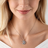 Pendentif Lune en Argent Sterling 925 Plaqué Rhodium avec Pierres Précieuses Naturelles Taillées en Poire, Vente en Gros Usine, Idéal pour Femme, Cadeau ou Usage Quotidien
