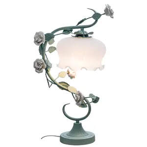 漂亮欧式灯人造花灯罩装饰高品质玻璃花台灯