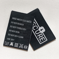CF-W01-Custom avec logo Etiquettes tissées pour vêtements Etiquettes d'entretien jacquard et ourlet pour vêtements