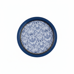 Plateau en métal de 315 mm à motif décoratif bleu et blanc inspiré de l'azulejo, design élégant, origine Turquie, marque Kontensan, modèle EE1977N, décoration - Product Image 2