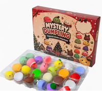 Boîte Mystère de Noël TPR à Montée Lente, Calendrier de l'Avent Aléatoire en Forme de Dumpling, Jouets Anti-Stress à Presser Bao Bun