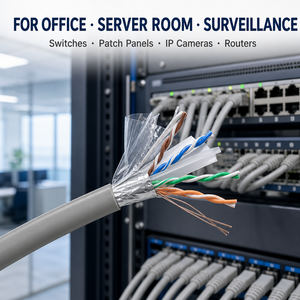 <span class=keywords><strong>สาย</strong></span>อีเธอร์เน็ตอุตสาหกรรม Cat6 FTP ขนาด 23AWG ยาว 305 ม./กล่อง ทองแดงแท่งหุ้มฉนวน PVC 8C4P ป้องกันด้วยฟอยล์ LAN 250MHz 1Gbps แบบม้วน - Product Image 3