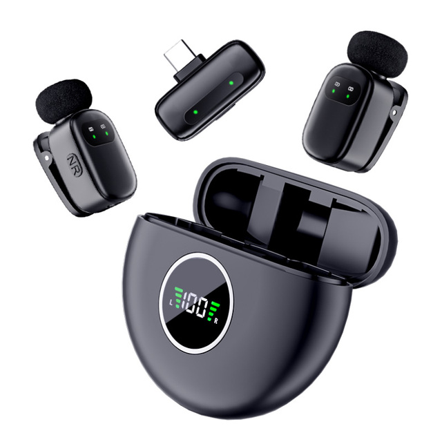 K20 Collar Clip Lavalier 2.4Ghz Live Wireless Dual Microphone Rechargeable Interview Recording Portable Professional Microphone