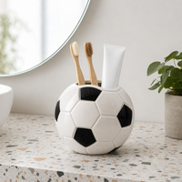 Porte-savon décoratif en céramique style football avec drain, plateau à savon pour comptoir, conception personnalisée acceptable, vente en gros
