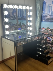 Mơ mộng 8-ánh sáng hiện đại trang điểm Vanity với 15 Led Gương Bluetooth ma thuật & sáng bóng Tempered Glass ngăn kéo cho phòng tắm sử dụng - Product Image 6