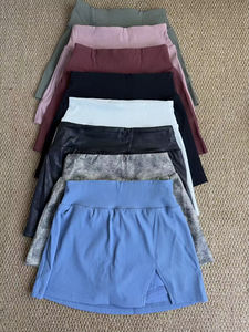 Individuelles Logo Hochgeschnittener Gerippter Fitness-Rock mit Shorts für Damen Schnelltrocknender Tennis- und Golfrock - Product Image 2