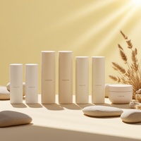 Ensemble d'Emballages de Luxe Beige Mat pour Soins de la Peau – Flacon Pompe et Compte-Gouttes en Plastique PET pour Sérum, Crème et Lotion