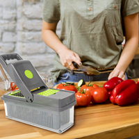 Accessoires et Gadgets pour la Maison et la Cuisine : Outil Coupe-Légumes Multifonctionnel, Hachoir à Oignons Manuel, Coupe-Légumes avec Récipient
