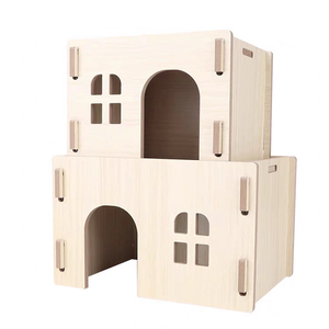 Furnitur kandang Hamster dekorasi habitat hewan kecil pondok Hideout kayu Chinchilla Marmot rumah - Product Image 1
