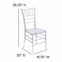 Chaises Chiavari en acrylique transparent de luxe empilables pour banquets, hôtels, événements, fêtes, mariages, vente en gros