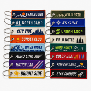 Creative Brand Merchandise Rectangular Woven Twill <b>Key</b> Chains Custom Logo Embroidered Keyring Promotional Souvenir Giveaway - Product Image 1