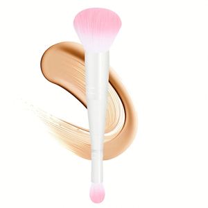 แปรงแต่งหน้าแบบสองหัว 2-in-1 สำหรับรองพื้นและคอนซีลเลอร์ แปรงแต่งหน้าแบบสองหัวสำหรับมือใหม่ แปรงปัดแก้มแบบสองหัว วัสดุอะลูมิเนียม อุปกรณ์แต่งหน้า - Product Image 4