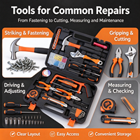 Kit d'outils manuels polyvalents pour la maison, 52 pièces, avec lampe de poche, marteau, pinces, jeu de douilles pour le bricolage, les meubles, les tâches de réparation quotidiennes à la maison