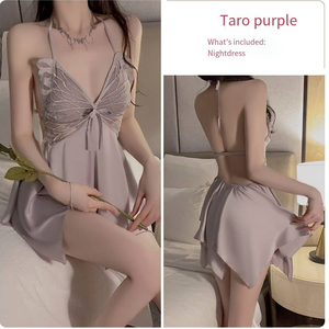 Lingerie Sexy rose pour femmes vêtements de nuit en maille beauté <span class=keywords><strong>dos</strong></span> hauts de nuit avec short pyjama ensemble taille élastique <span class=keywords><strong>fermeture</strong></span> pour l'été - Product Image 5