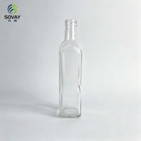 Bouteille en verre carrée haute à fond épais de 500 ml pour huile d'olive, avec ouverture à vis pour vinaigre, huile aromatisée, compatible marque privée