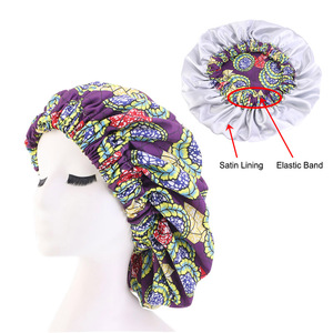 African Flower Ankara Satin <strong>Bonnet</strong> Plain Double-layer Silk Satin Lining Sleeping Cap Silk <strong>Bonnets</strong> for Braids <strong>Dreadlocks</strong> - Product Image 5