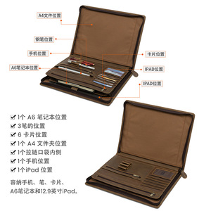 Dujiang Crazy Horse Leather <b>Tablet</b> <b>Bag</b> 33x4x25cm Genuine Leather Business Case For iPad Storage Folder - Product Image 3