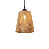 Luminaire suspendu carré en rotin avec hauteur réglable pour chambre à coucher, cuisine, salon
