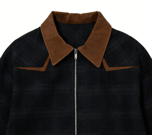 Vestes zippées pour hommes personnalisées à manches longues en tissu écossais avec doublure matelassée, logo brodé et poches, chaudes pour l'hiver - Product Image 2