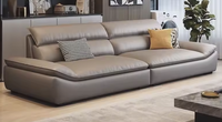 Canapé modulaire sectionnel 3 places en cuir véritable de luxe moderne pour salon, confortable et durable avec un design noir