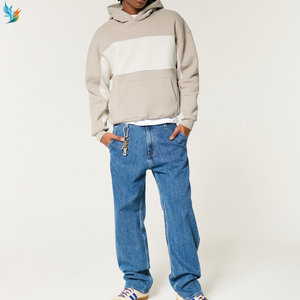 Pakaian jalanan kustom katun warna blok kasual mode layar cetak kosong Koyo sobek Hoodie untuk pria - Product Image 5