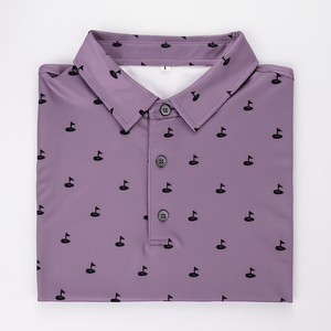 Polo de golf gris Dry Fit pour homme, extensible dans les 4 sens, avec impression intégrale et logo brodé personnalisé, qualité OEM supérieure - Product Image 2