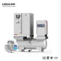 Compresor de Aire de Tornillo Industrial Sin Aceite LOGICAIR 3.7Kw 5.5Kw Silencioso 4 en 1, Compresor de Aire de Tornillo Sin Aceite para Hospitales