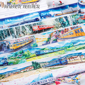 1 rol lakban kereta di jalan Seri kereta bertema pemandangan Underlining dekorasi - Product Image 4