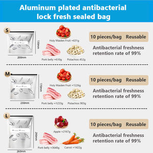 Sacs de conservation alimentaire en aluminium, rectangulaires, avec fermeture éclair, résistants au congélateur, spécifiques pour la viande, auto-scellants, pour utilisation au réfrigérateur - Product Image 4