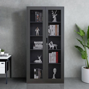 Trong suốt đôi cửa kính thép Tủ hồ sơ với bánh xe với khóa bụi và độ ẩm bảo vệ cho văn phòng lưu trữ - Product Image 3