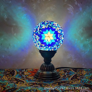 Bán Buôn trong Nhà Phòng Ngủ Chiếu sáng cơ thể thủy tinh điều khiển cảm ứng Ma-rốc kỳ lạ khảm nhỏ sáng dân tộc cafe bàn đèn - Product Image 4
