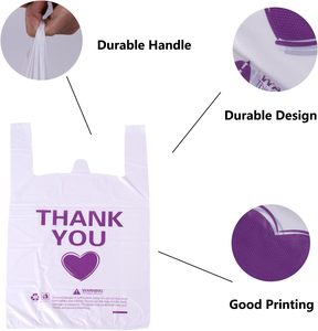 Thank You T-Shirt <b>Biodegradable</b> Reusable Plastic Shopping Bag with Custom Logo for Grocery Small Food to Go <b>Packaging</b> - Product Image 4