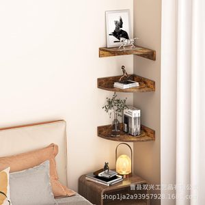 Wooden Wall Mounted Corner <b>Shelf</b> Floating Polygon Storage <b>Rack</b> For Living Room Bedroom Multipurpose Durable - Product Image 2