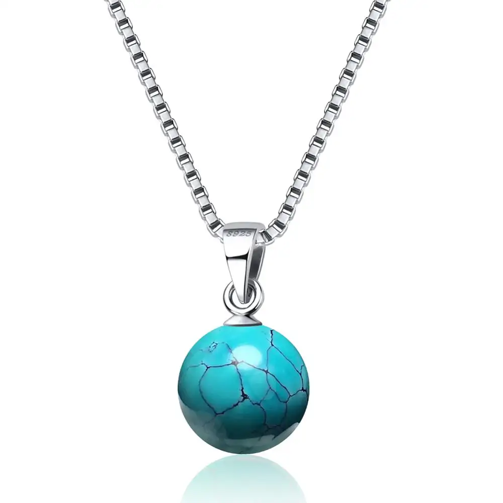 Jndtintin SN87 — collier avec chaîne en argent Sterling 925 pur, pendentif bleu naturel turquoises